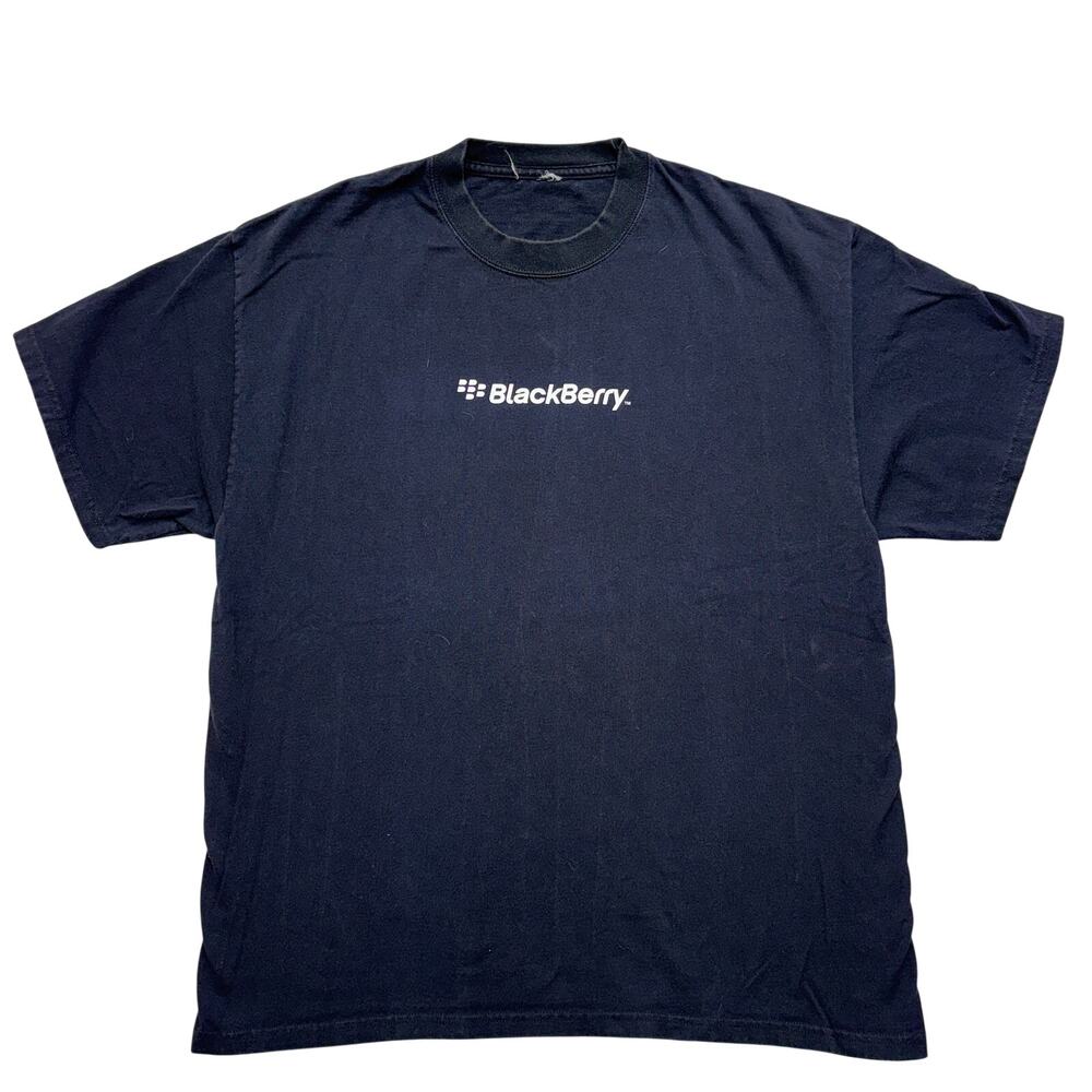 Vintage Y2K BlackBerry T-Shirt Large Black Company Logo Short Sleeve Tech Phone